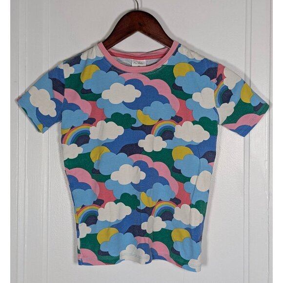 Mini Boden Girls 10Y Sleep Top Pajama Shirt Comfy Clouds & Rainbows Colorful - Picture 1 of 3